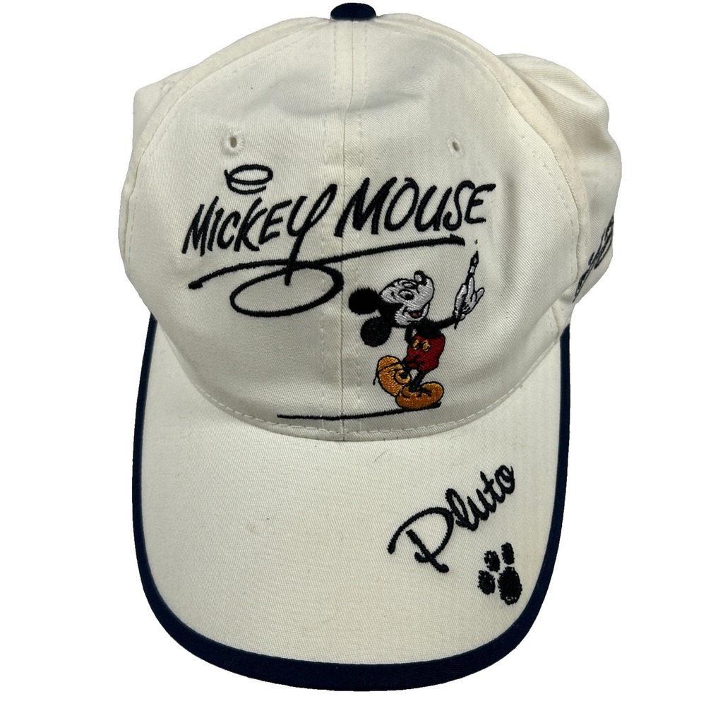 Walt Disney World Vintage White Hat Embroidered Character Signatures Mickey